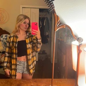Black and yellow button-up flannel